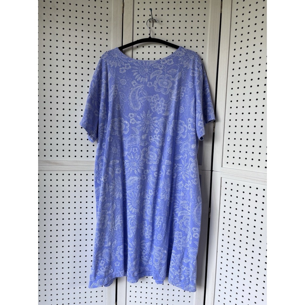 Fresh Produce Pocket Knee Dress Womens 2X Cotton Made in USA Floral Light Purple - Picture 6 of 6